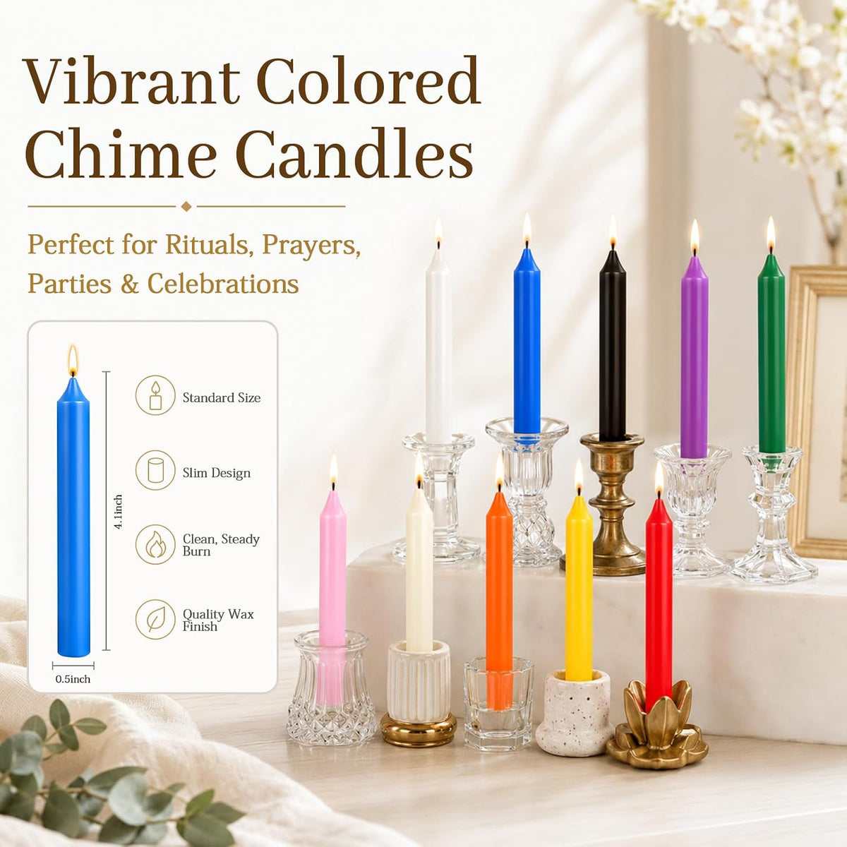 Spell Chime Candles 100-Pack, 4Inch Small Taper Candles, Bulk Candle Sticks