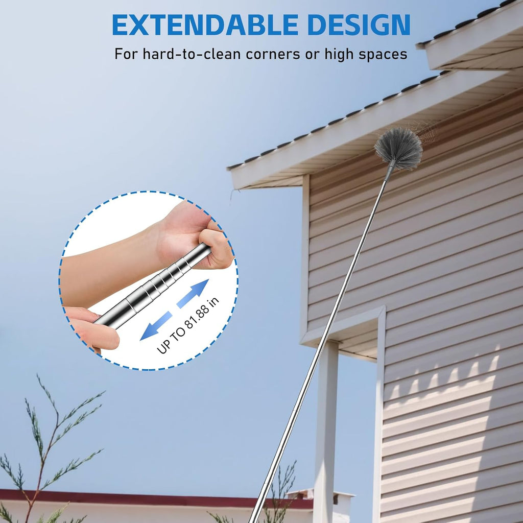 SetSail Cobweb Duster with Extension Pole, for Cobweb Cleaning, Gray