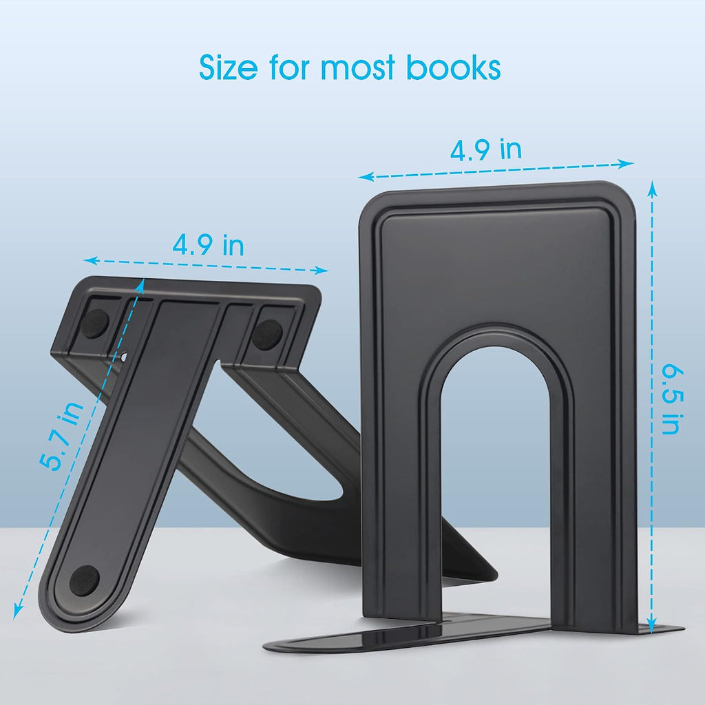 HappyHapi Bookends, Metal Book Ends for Shelves, Tree Bookend Stopper, Black