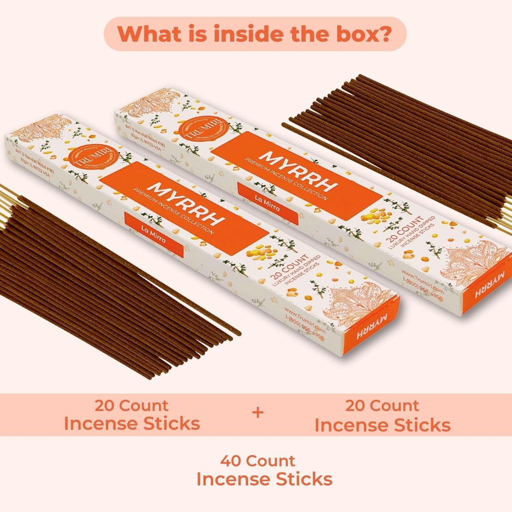 Myrrh Incense Sticks - Incienso de Mirra - Total 40 Insence-Sticks - Dual Pack of 20 Insense - Inciensos - Inscents - Natural Non Toxic Ingredients - Incents - Incence - Inscense