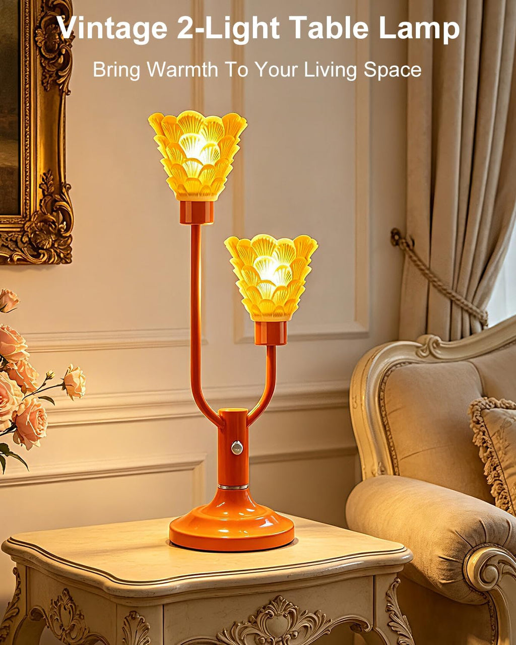 Lightdot Mid Century Modern Table Lamp Orange Vintage Lamp Gift Dimmable