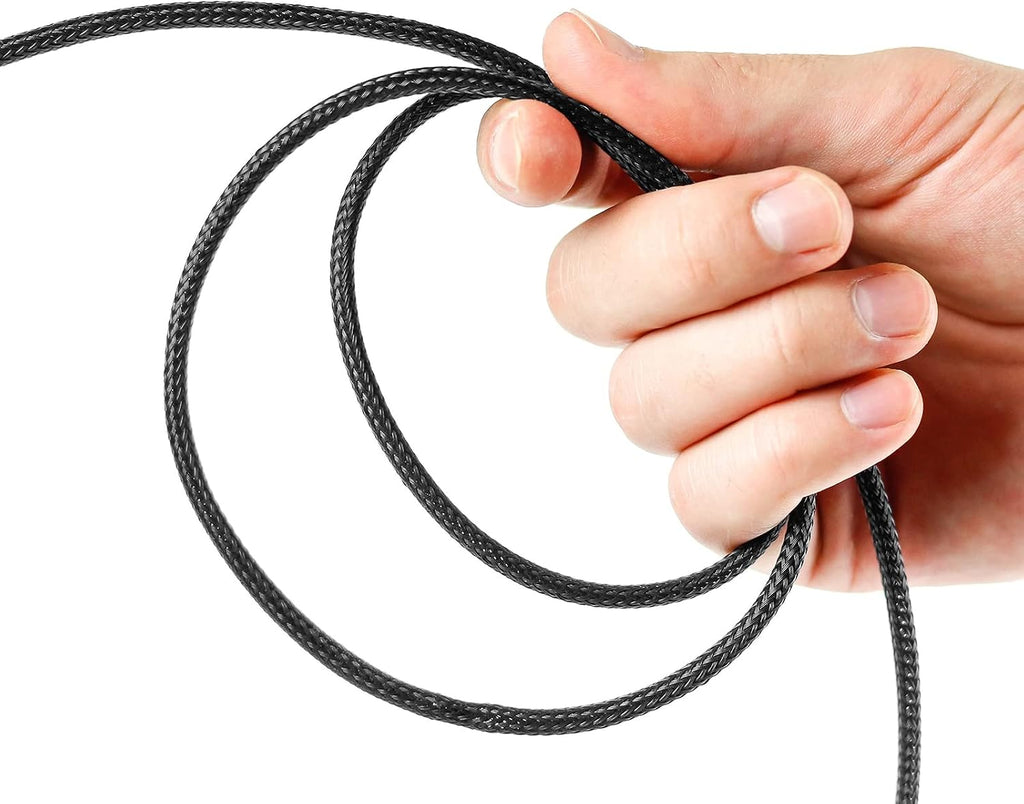 Xuniea 96ft Wire Loom Braided Cable 1/2, 1/4, 3/8 Inch,Black and Blue