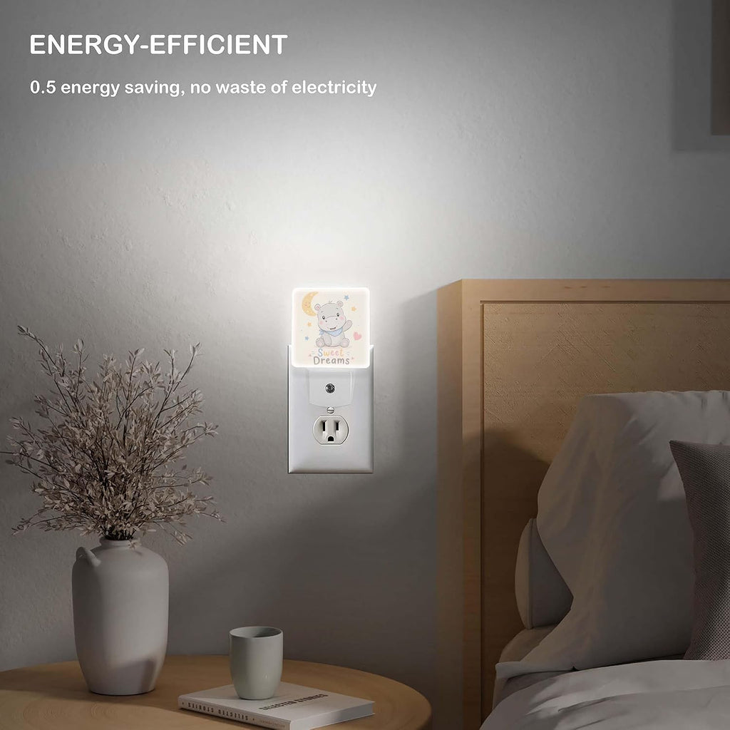 LED Night Light Lamp with Smart Sensor Dusk to Dawn Sensor,Cute Hippo Cartoon Night Light Daylight White,0.5W Plug-into Wall for Adults,Bedroom,Bathroom,Hallway,Kitchen