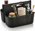 Haundry Portable Shower Caddy Basket, 2 Compartments Plastic Cleaning Caddy Organizer, Large Storage Tote with Handle for Bathroom, College, Dorm Room Essentials, Black