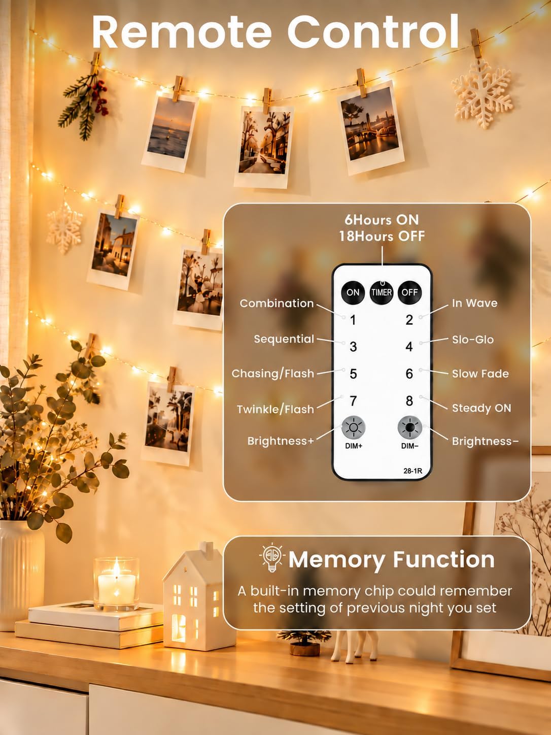 99FT 300 LED Fairy Lights Plug in with Remote, Twinkle Lights for Christmas