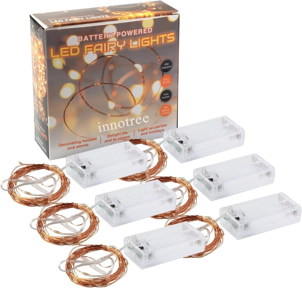 innotree 6 Pack LED Fairy String Lights Battery Operated with Timer
