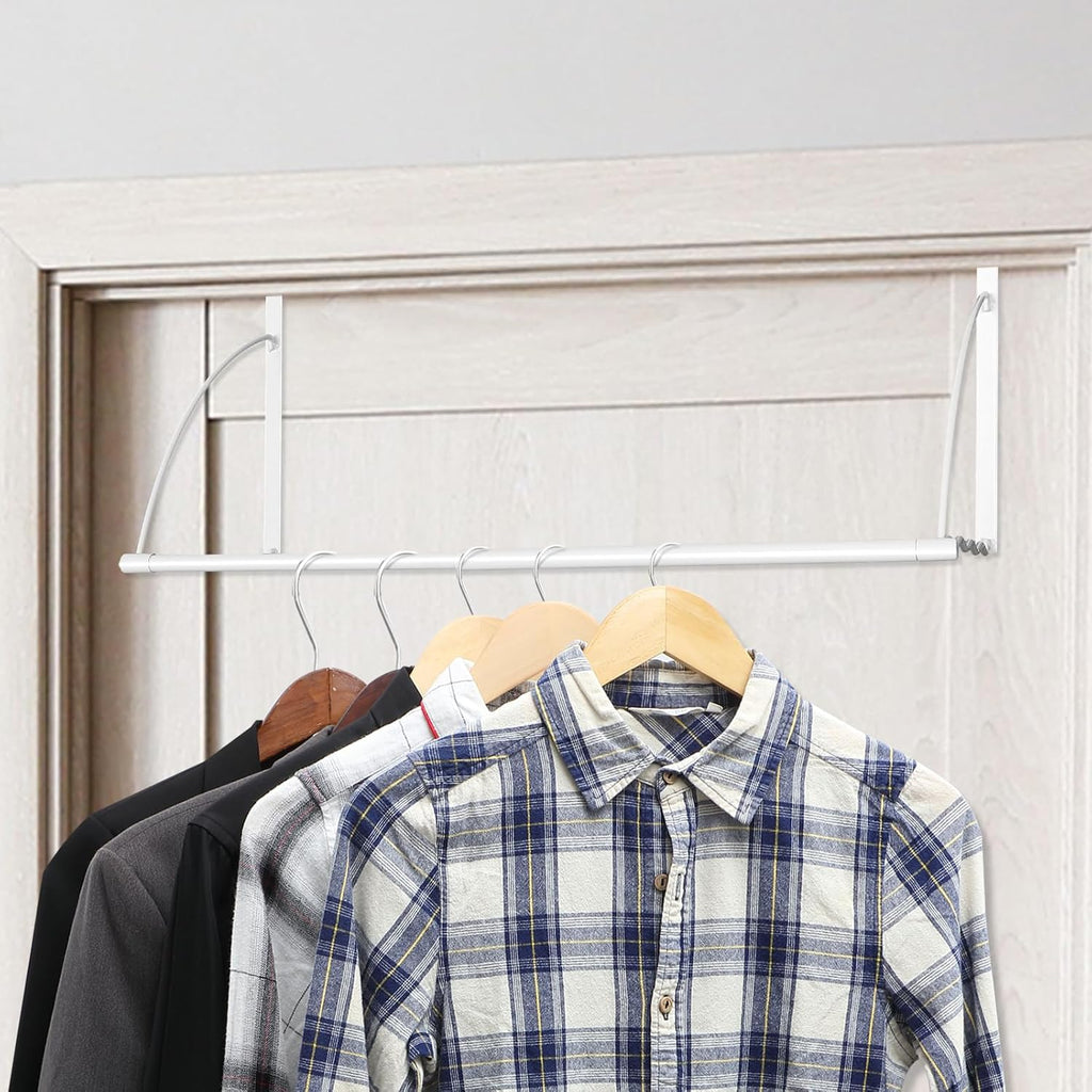 Menkxi Over the Door Hooks Adjustable for Hanging Towels Coats, White