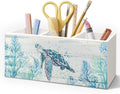 Sea Turtle Coastal Pen Holder for Home Office Desk, Beach Office Decor, Beach Turtle Makeup Brush Toothbrush Holder Organizer for Bathroom Desk Accessories