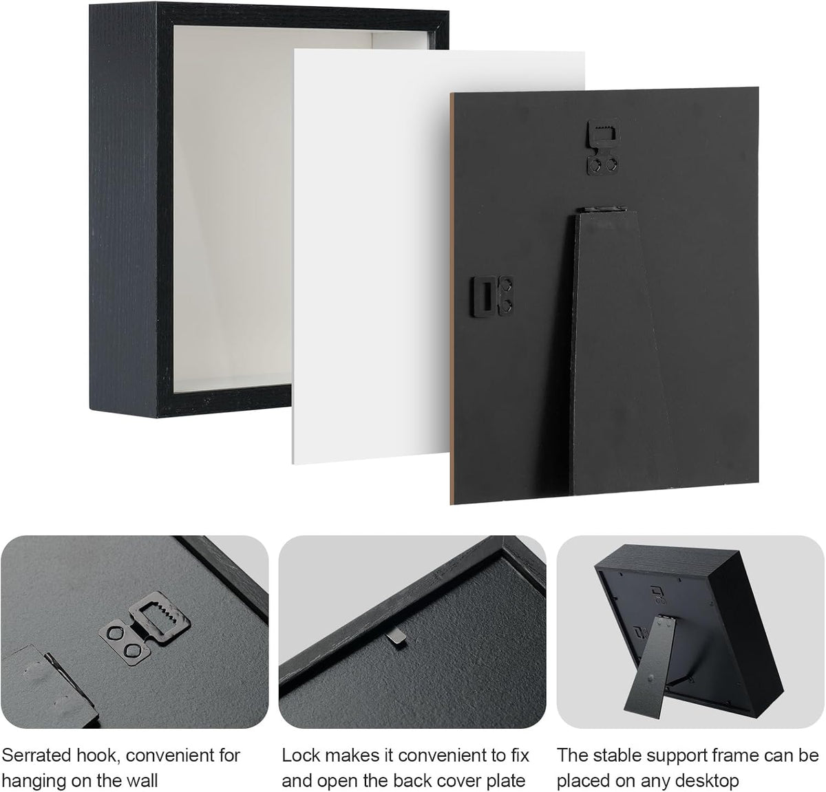 4 Pcs 8x10 Shadow Box Frame-1.96" Deep Keepsake Box 3D Picture Frame/Black