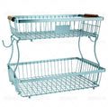 2-Tier Stackable Wire Basket with 2 Banana Hooks, Pantry Organizer for Kitchen Countertops, Cabinets & Under-Sink Spaces; Ideal for Storing Snacks, Fruits, Veggies, Onions, Potatoes, & More,Blue