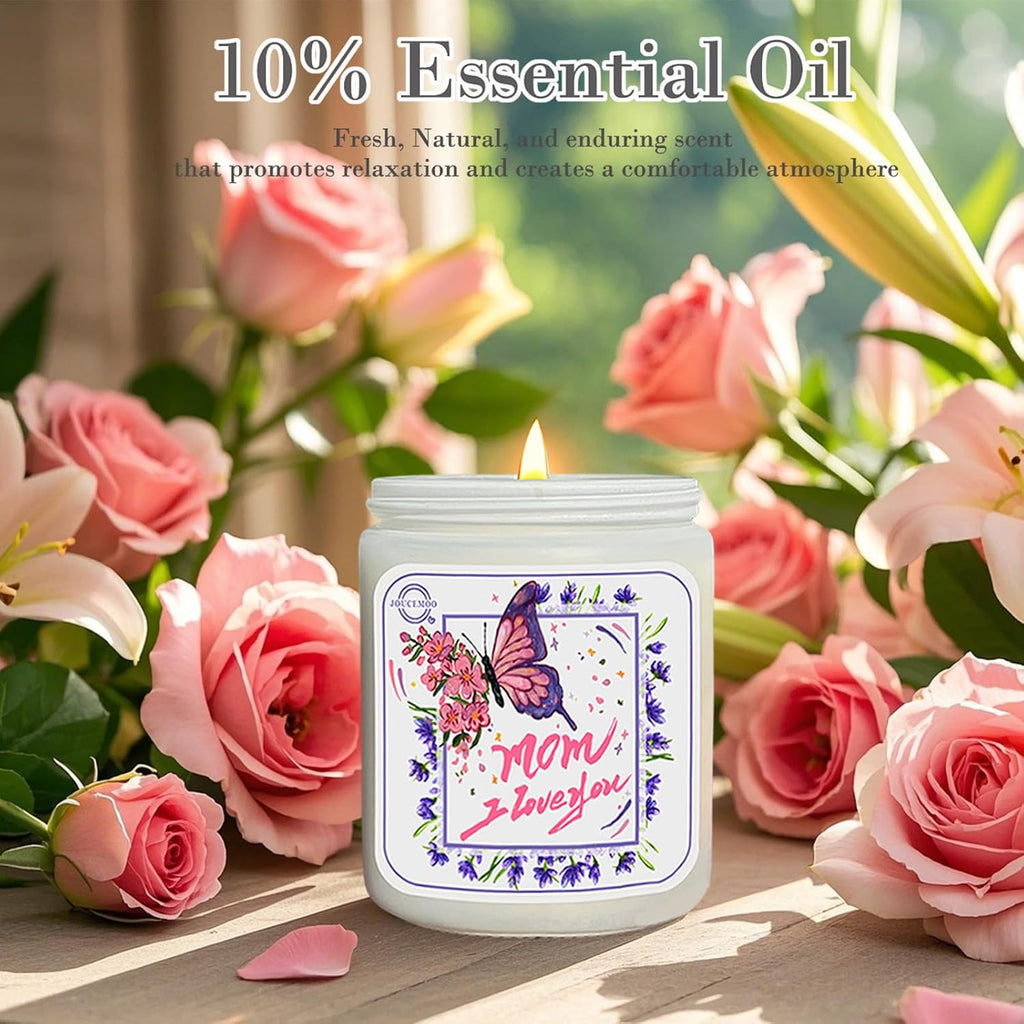 Gift for Mom, Rose Lily Scented Candles, 7oz Non Toxic Candle