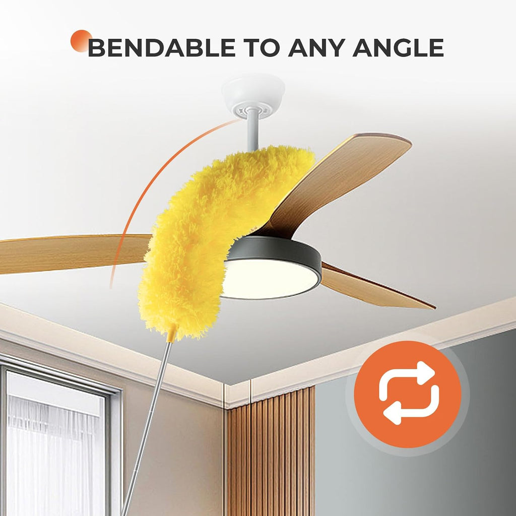 Microfiber Feather Duster, High Ceiling Fans with 30-100 Inch Pole, Yellow
