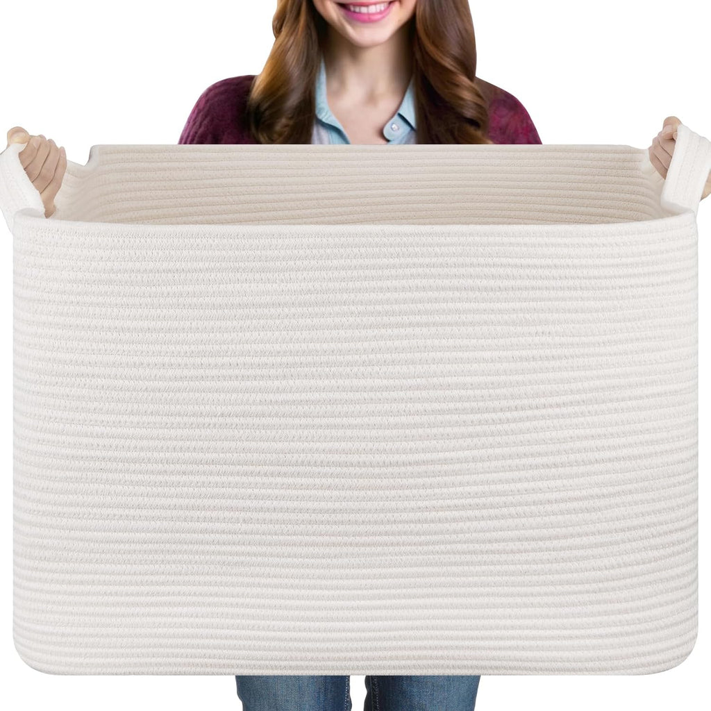 OIASKET 108L Extra Large Blanket Basket Living Room, 24.8" x 16.2" x 16.2"