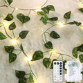 Extra Length 40ft 120 LED Vine with Fairy Lights Pothos String Lights USB Plugin & Battery Operated Leaf Lights with Timer 8 Modes Remote Decorative Light for Bedroom Graduation Party - Warm White