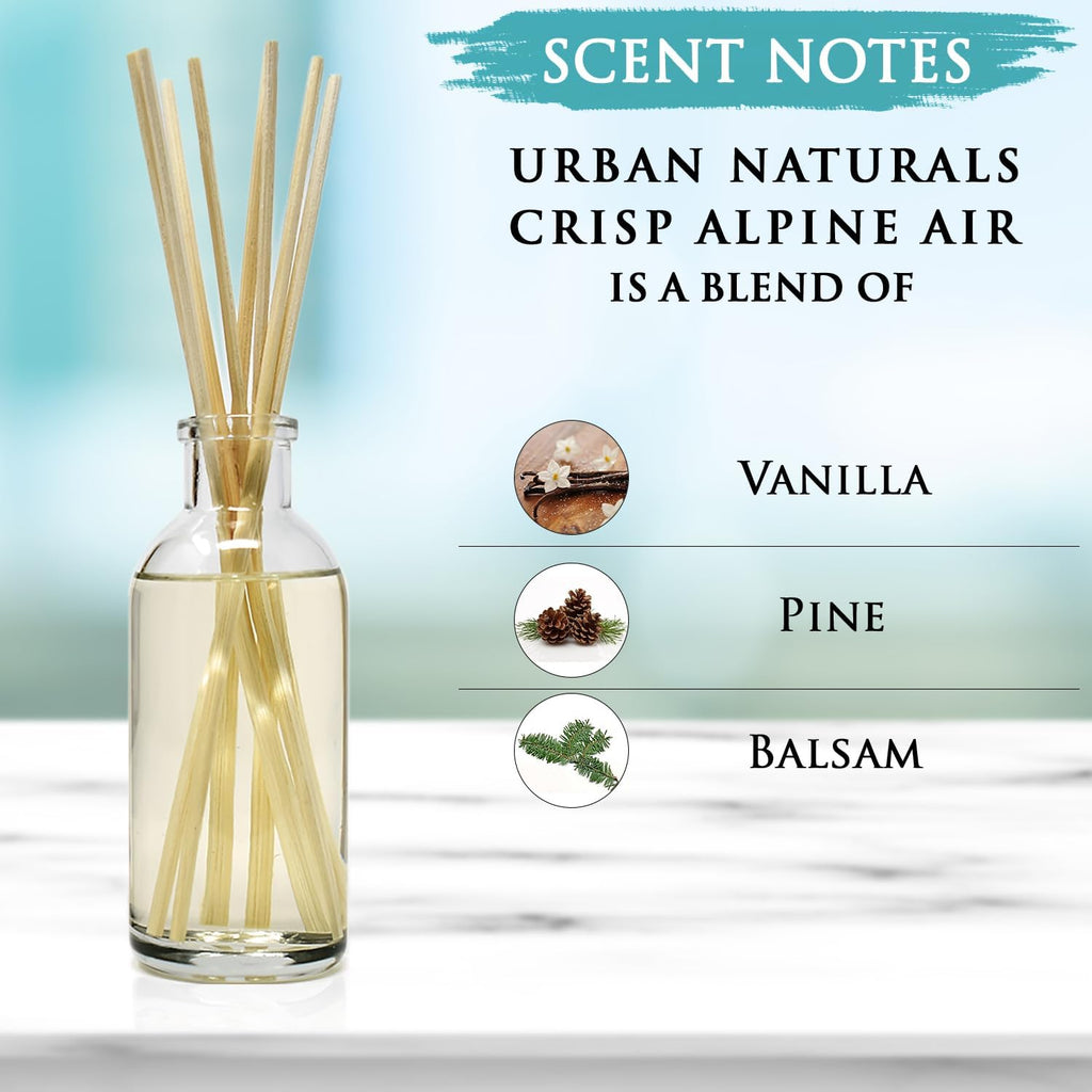 Urban Naturals Reed Diffuser Set, Crisp White Linen - Bathroom Shelf Décor