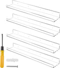 Jansburg 24 Inch Clear Floating Shelves 4 Pack Acrylic Shelves Invisible Floating Wall Ledge Bookshelf 5MM Thick Book Display Shelves Wall Mounted Bathroom Kitchen Organizer