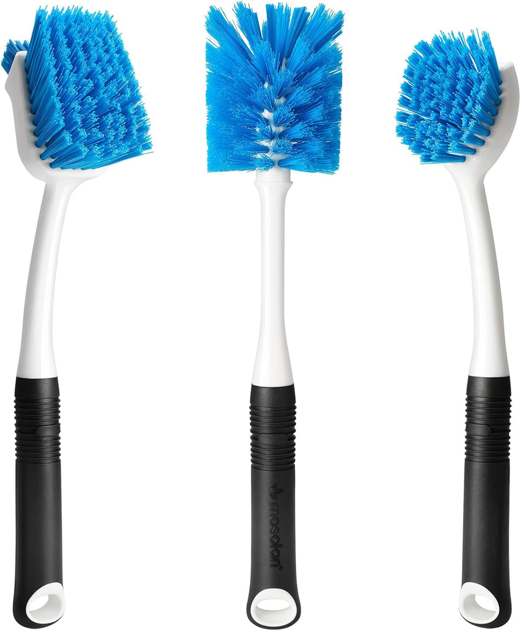 MOSOLAN Dish Brush Set of 3 with Bottle Brush, Dish Scrub Brush, Flat Head