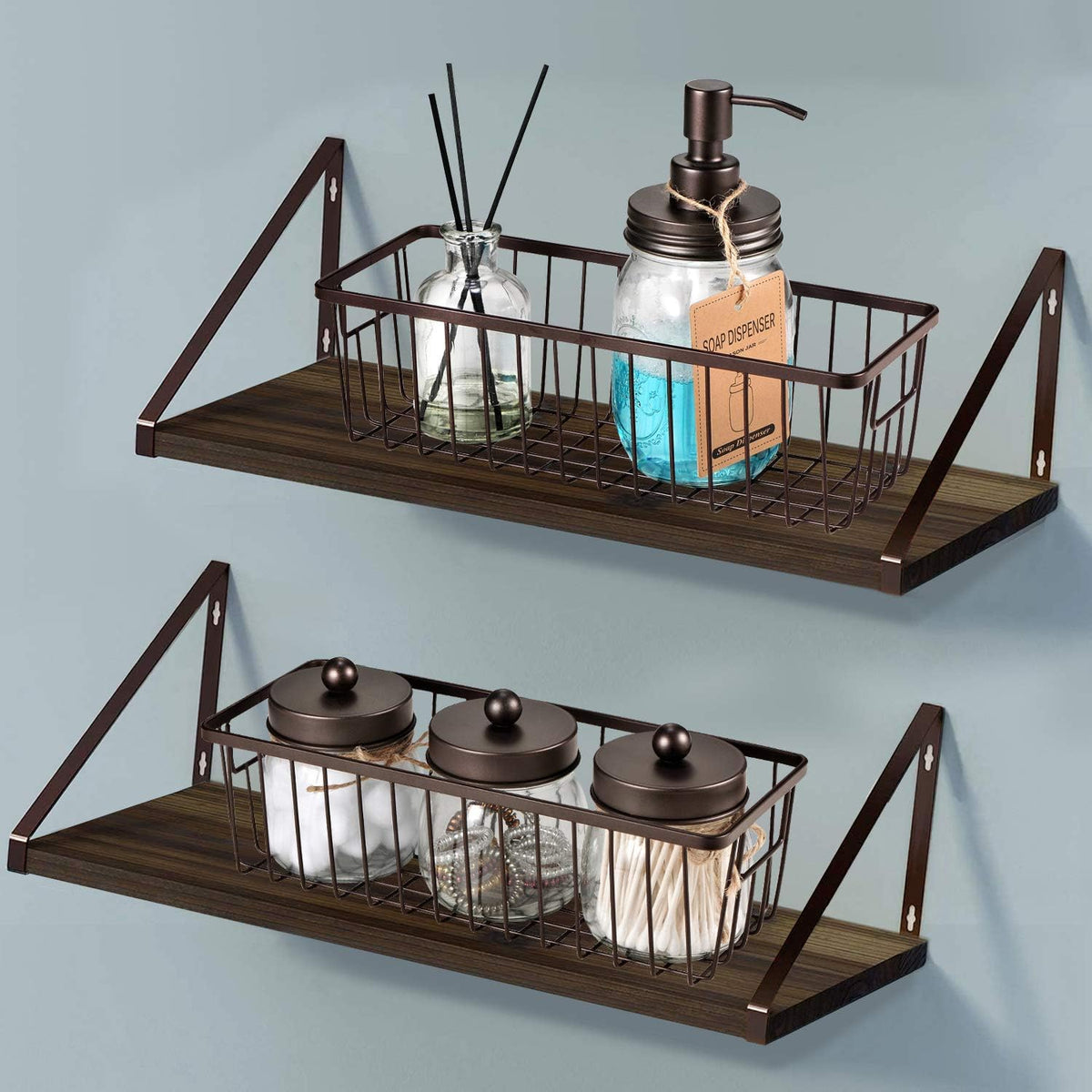 SheeChung Metal Wire Basket with Handle, Wall Hanging Basket, Small 4 Pack