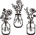 ELQQATY Metal Flower Wall Decor 3 Pieces Black Metal Wall Art Minimalist Art Wall Sculptures for Indoor Bedroom Living Room Bathroom Kitchen. (black2)