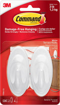 Command Medium White Designer Hooks, 2 Hooks, 4 Strips