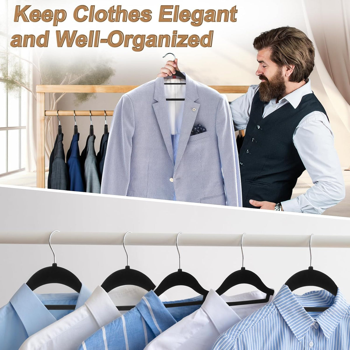 12 Pack Velvet Suit Hangers for Men with 360° Rotating Hooks