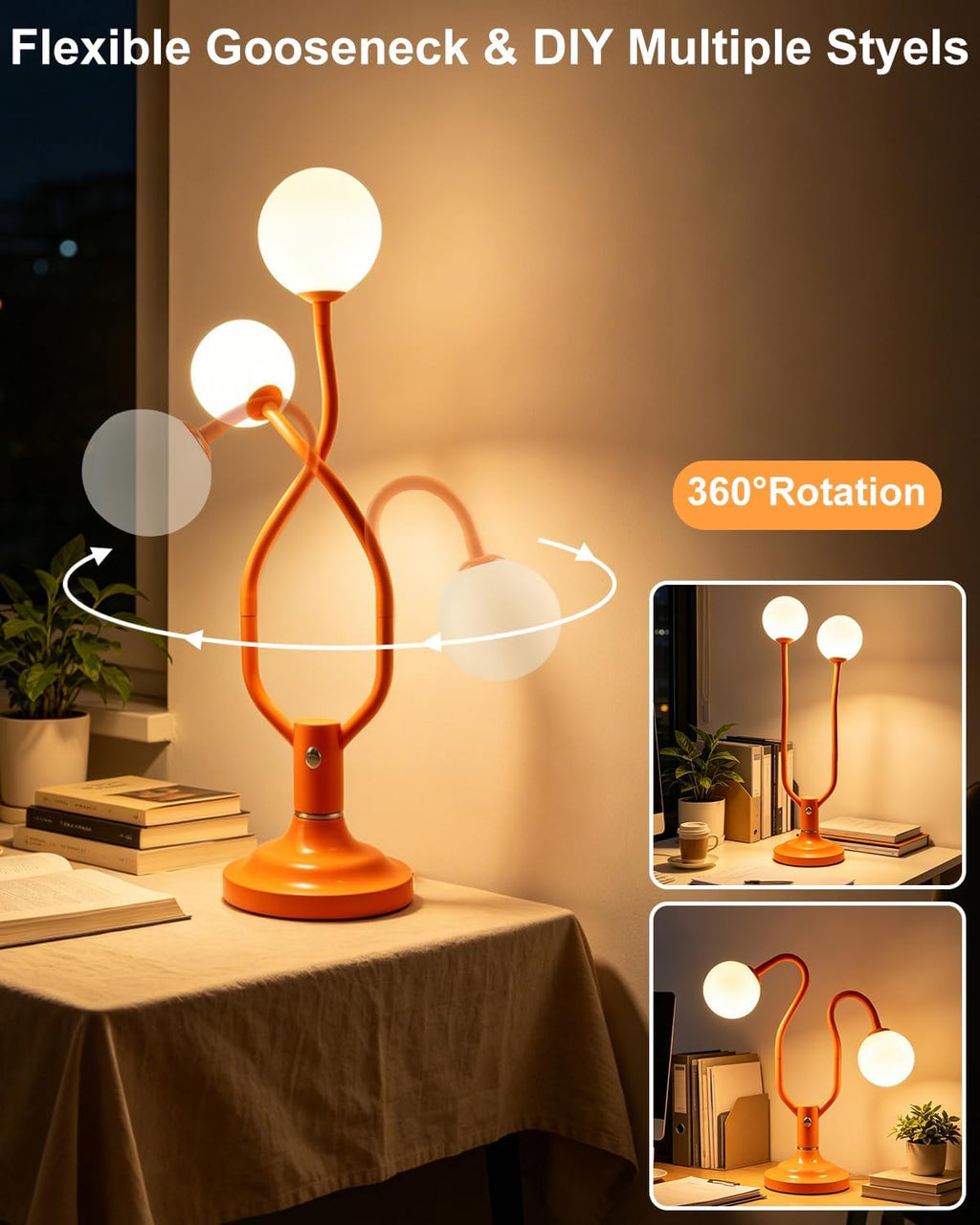 Lightdot Orange Globe Table Lamp Magic DIY Arms G9 Bulbs Included Dimmable