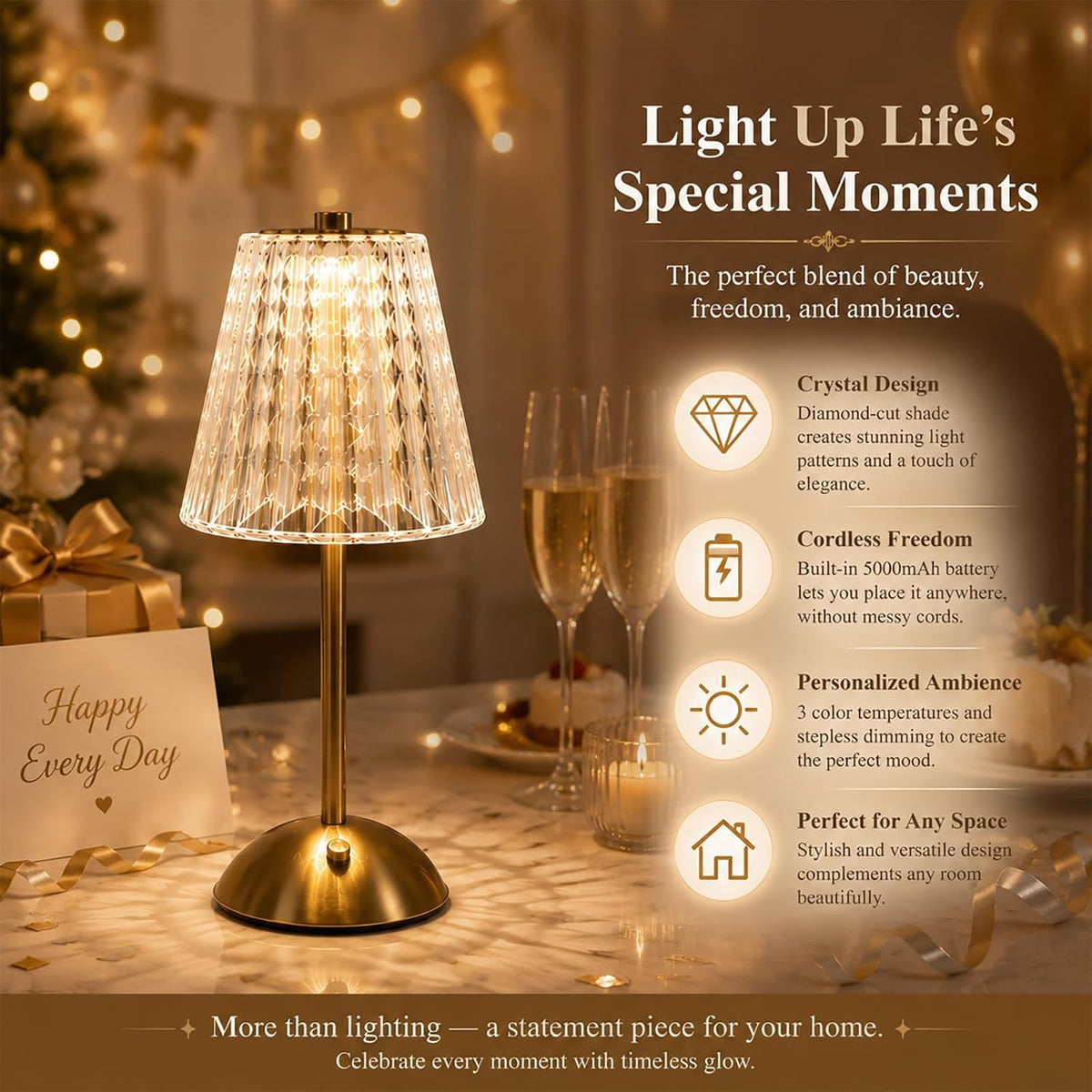 2 Pcs Led Cordless Table Lamps, 5000mAh Rechargeable Battery Operated Lamp