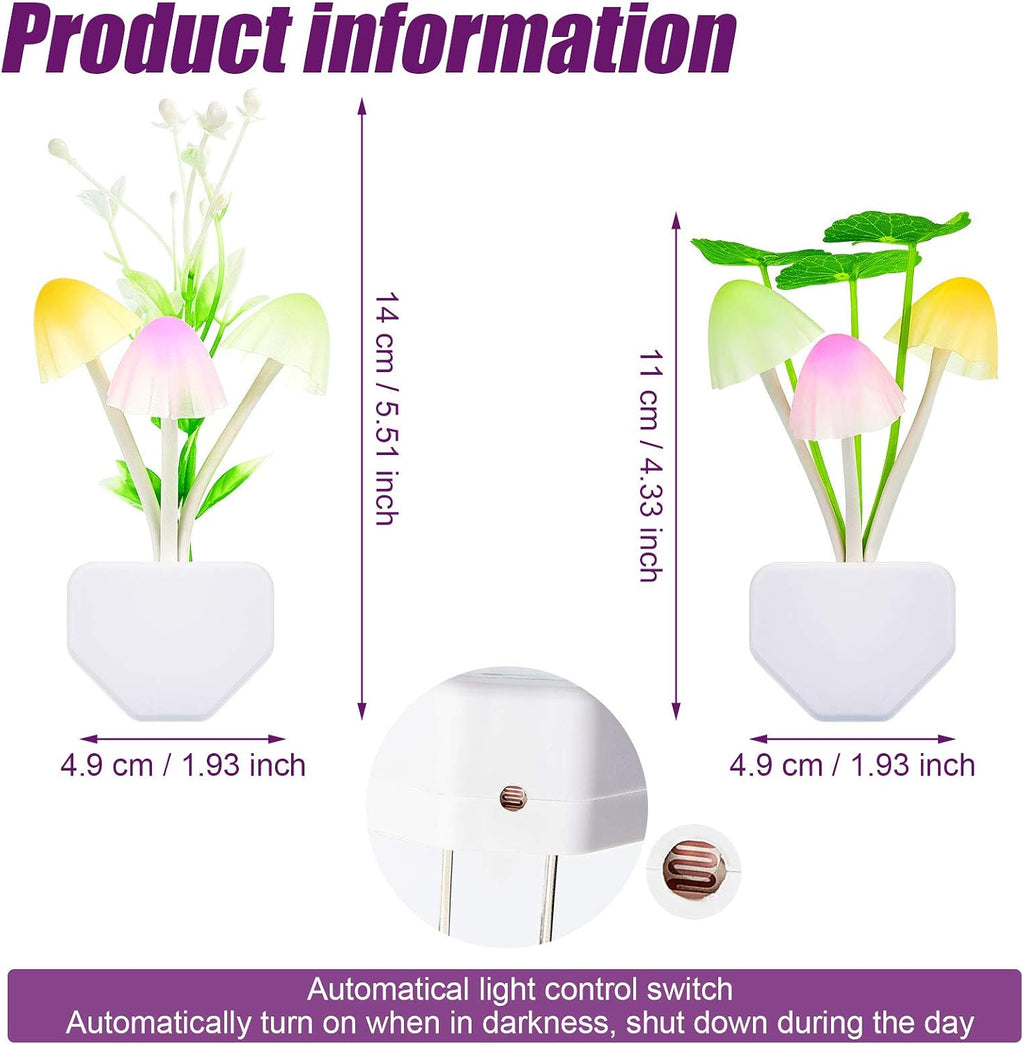 Mudder 6 Pack Plug in LED Mushroom Night Light, Water Plants, Lotus Leaves