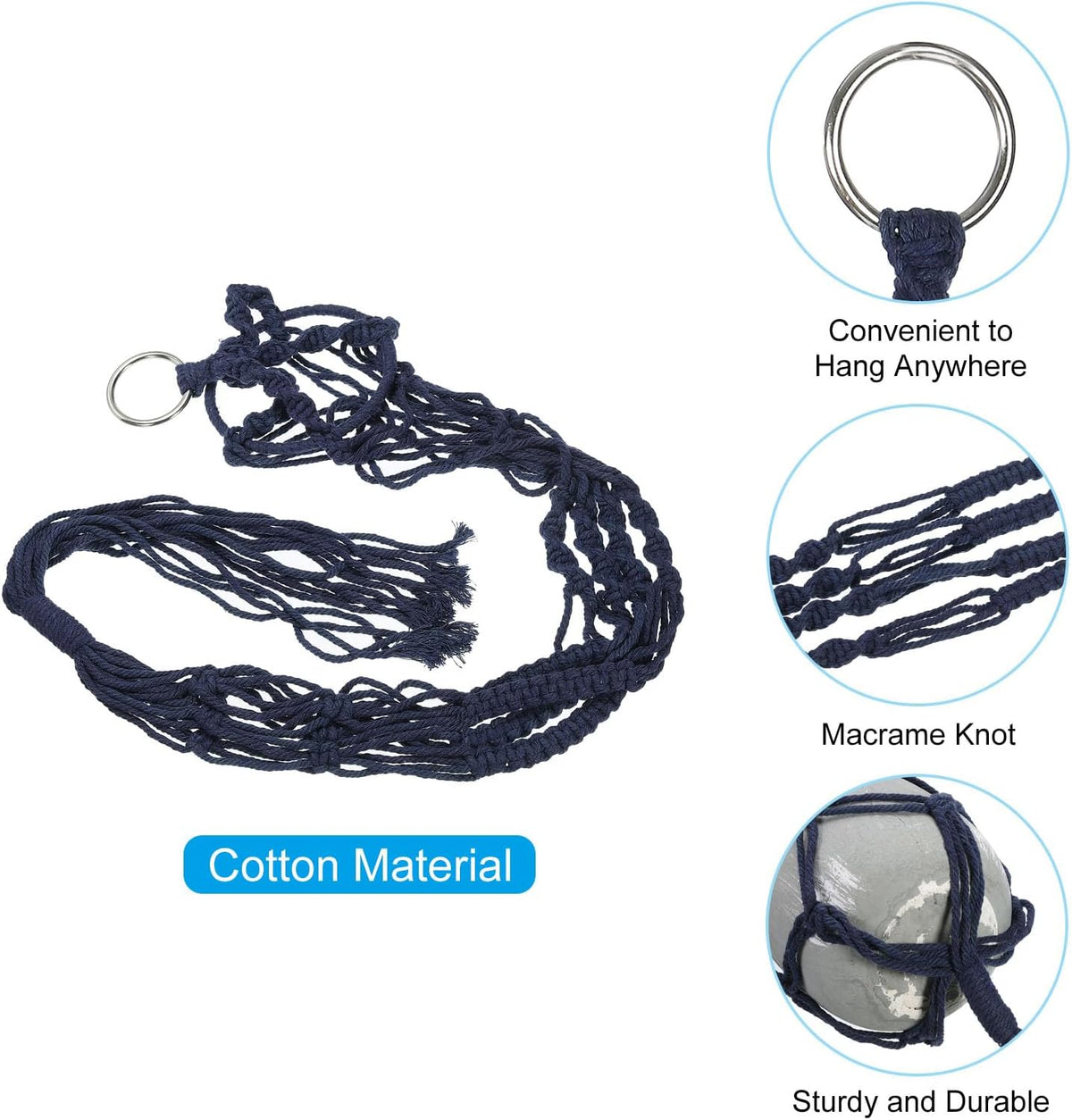 PATIKIL Macrame Hanging Planter, 35 Inch Handmade Hanging Plant Holders Flower Pot Hanger Flower Pot Hanger for Indoor Outdoor Decor, Navy Blue