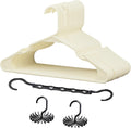 VECELO 25 Pack Plastic Hangers-Clothes Hangers Set with Shoulder Non Slip Notches for Closet Space Saving-Heavy Duty Coat Hanger,Beige