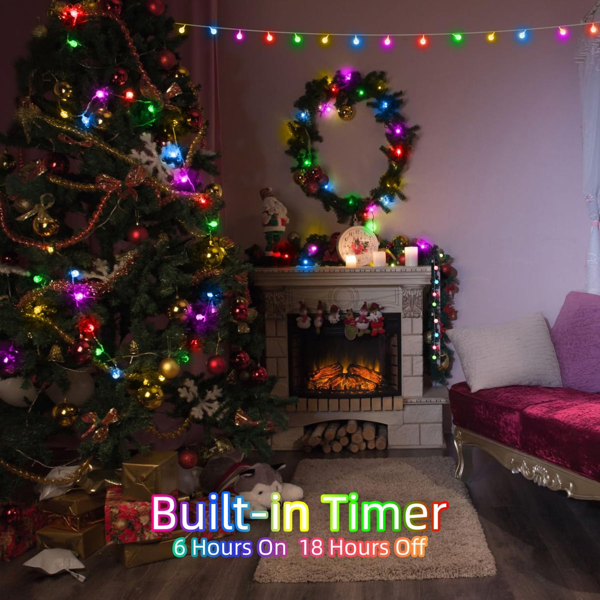 360 LED String Lights 132ft, 8 Lighting Modes Plug in Fairy String Lights