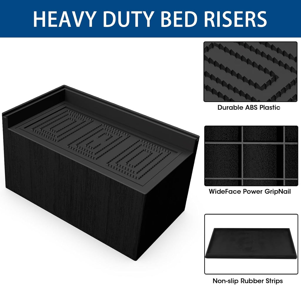 MYMULIKE Bed Risers 3 inch, 11000lbs Heavy Duty Oversized Rectangle Bed Lfits Risers, L Shape Wide Opening Furniture Risers for Couch, Desk, Chair, Soft, Platform, Dorm