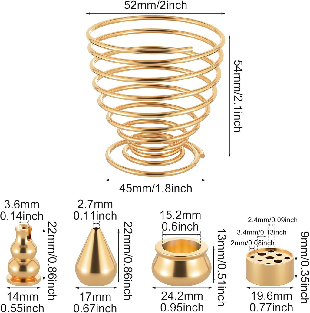OIIKI Brass Incense Holder, Coil Incense Burner, Incense Stick Holder, Alloy Cone Ash Catcher for Indoor Outdoor Use (5 Styles)