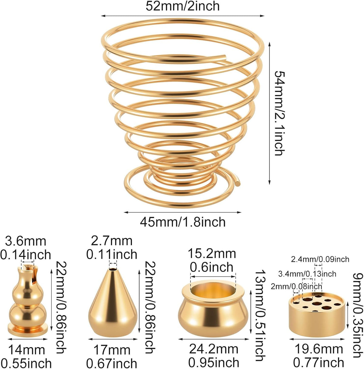 OIIKI Brass Incense Holder, Coil Incense Burner, Incense Stick Holder, Alloy Cone Ash Catcher for Indoor Outdoor Use (5 Styles)