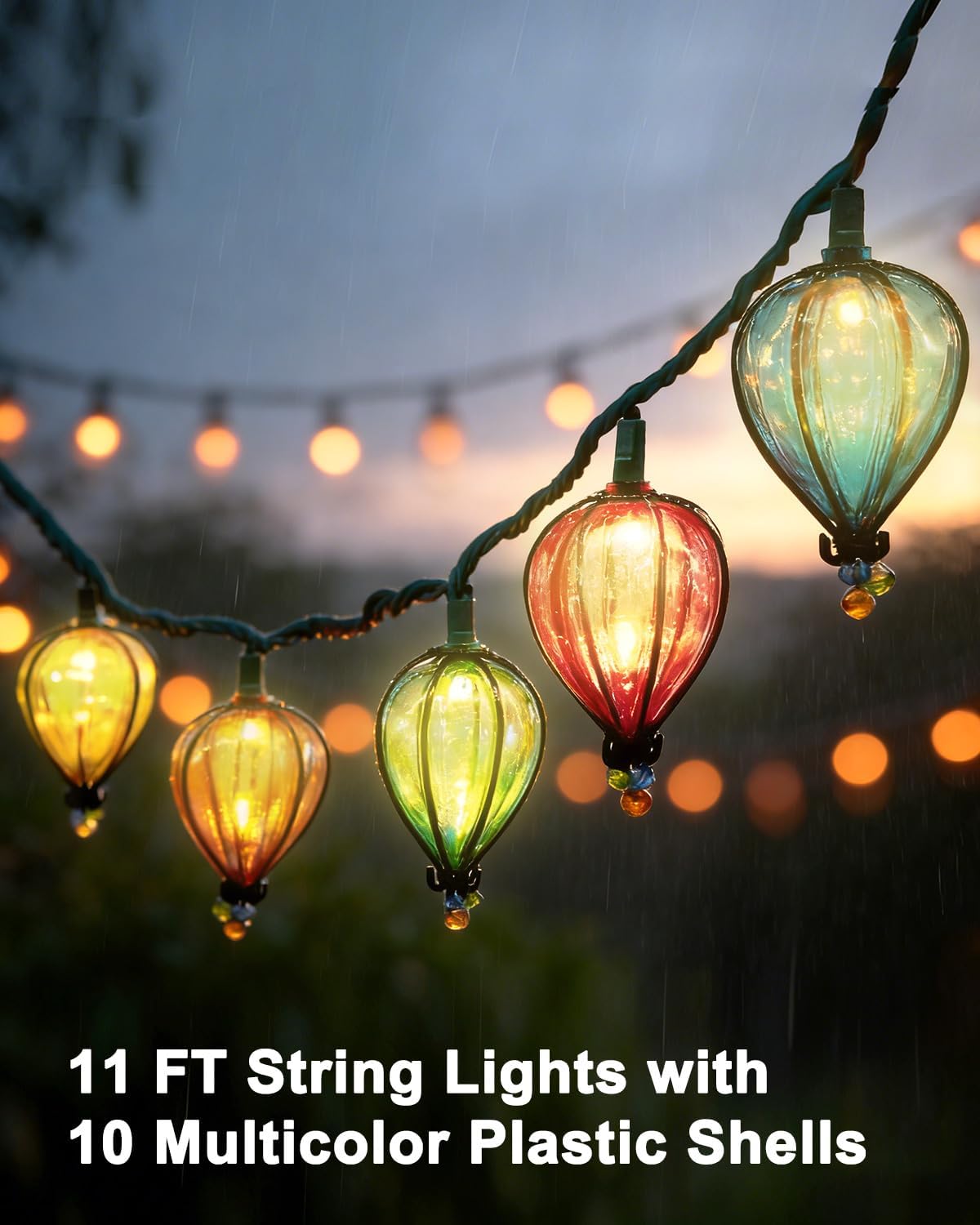 11FT Multicolor Outdoor String Lights, Decorative Patio Lights LED