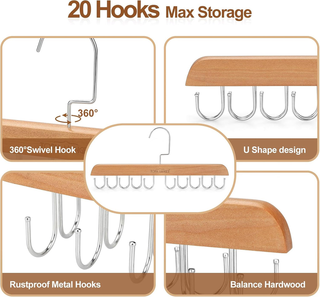 TOPIA HANGER 2 Pack Bra Hanger for Closet, Premium Wooden Tank Top Hangers