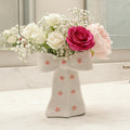 White Bow Vase, White and Pink Flower Vase for Home Decor