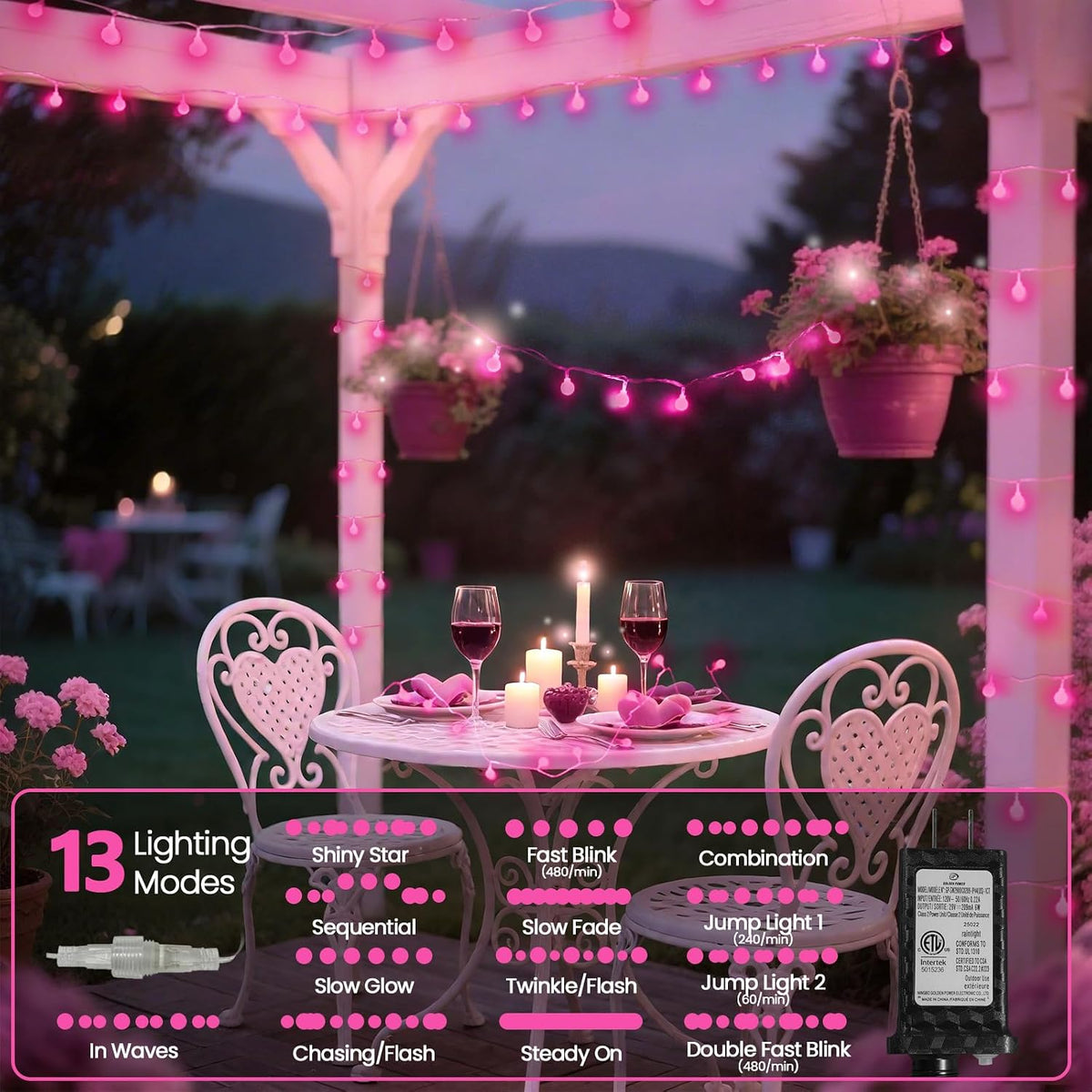 Connectable 43FT 100LED Globe String Lights Indoor, Christmas Lights