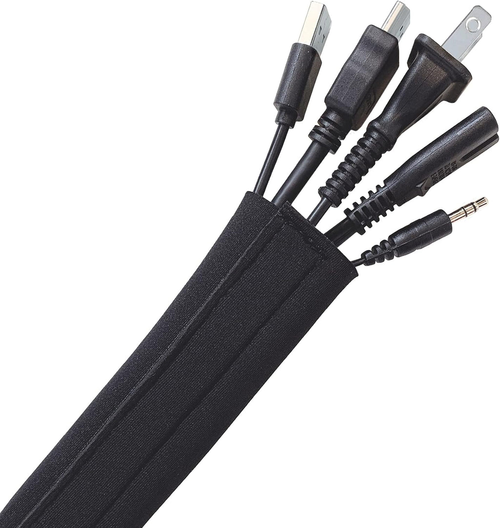 Wrap-It Storage Hook and Loop Cable Sleeve, Black, 120"