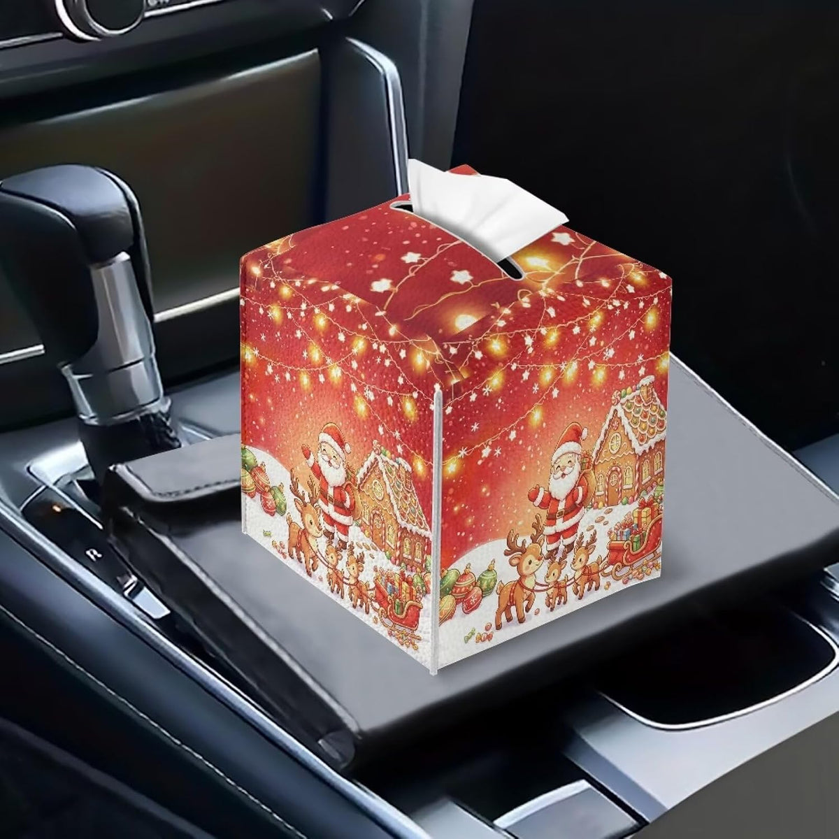 Tissue Box Cover Decorative Square Tissue Holder Santa Claus Deer
