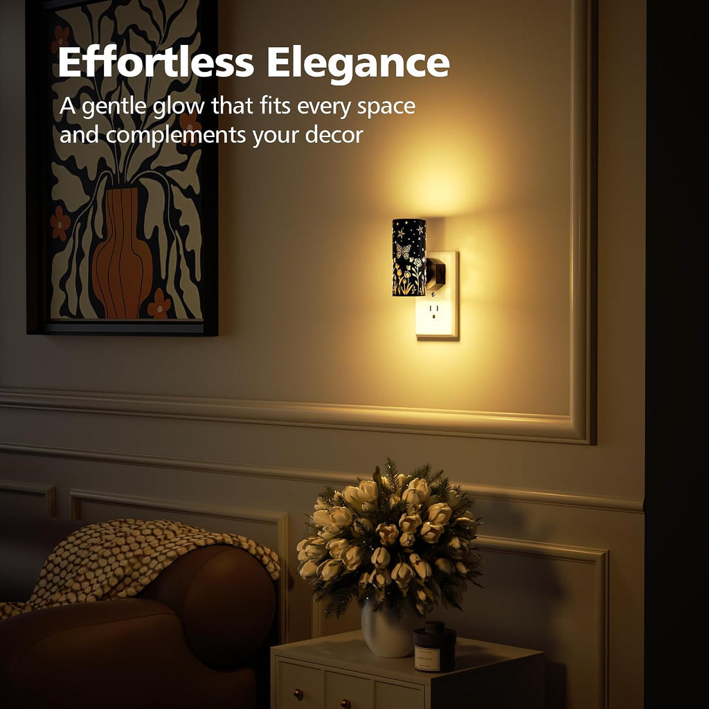 LED Night Lights Plug in, Bright Nightlights, Black Butterfly
