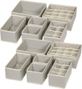 TENABORT 12 Pack Foldable Drawer Organizer Dividers Cloth Storage Box Closet Dresser Organizer Cube Fabric Containers Basket Bins for Underwear Bras Socks Panties Lingeries Nursery Baby Clothes Gray