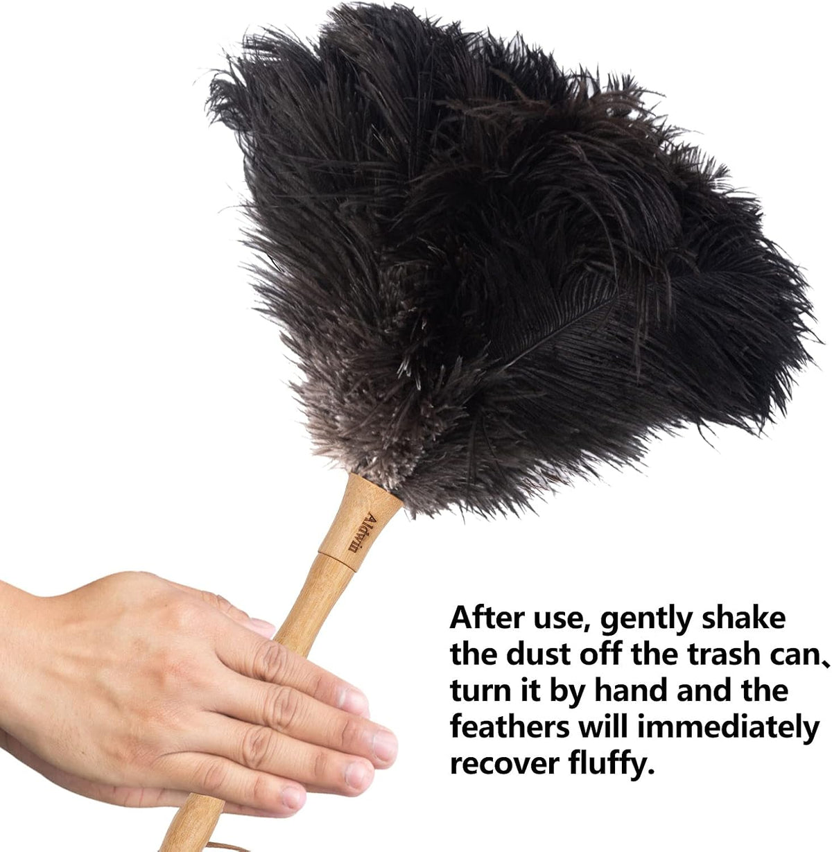 Aldwin Ostrich Feather Dusters for Cleaning, 16 inch Black