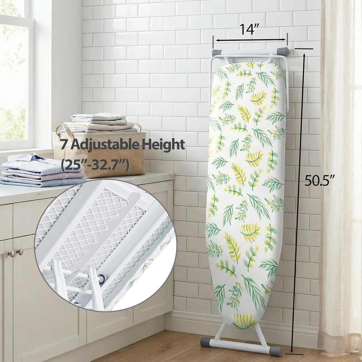 SheeChung Ironing Board 13"x43",Full Size Iron Board with Rest,Adjustable