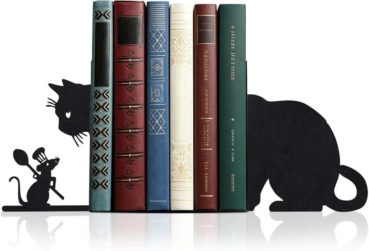Cat and Mouse Book Ends for Shelves