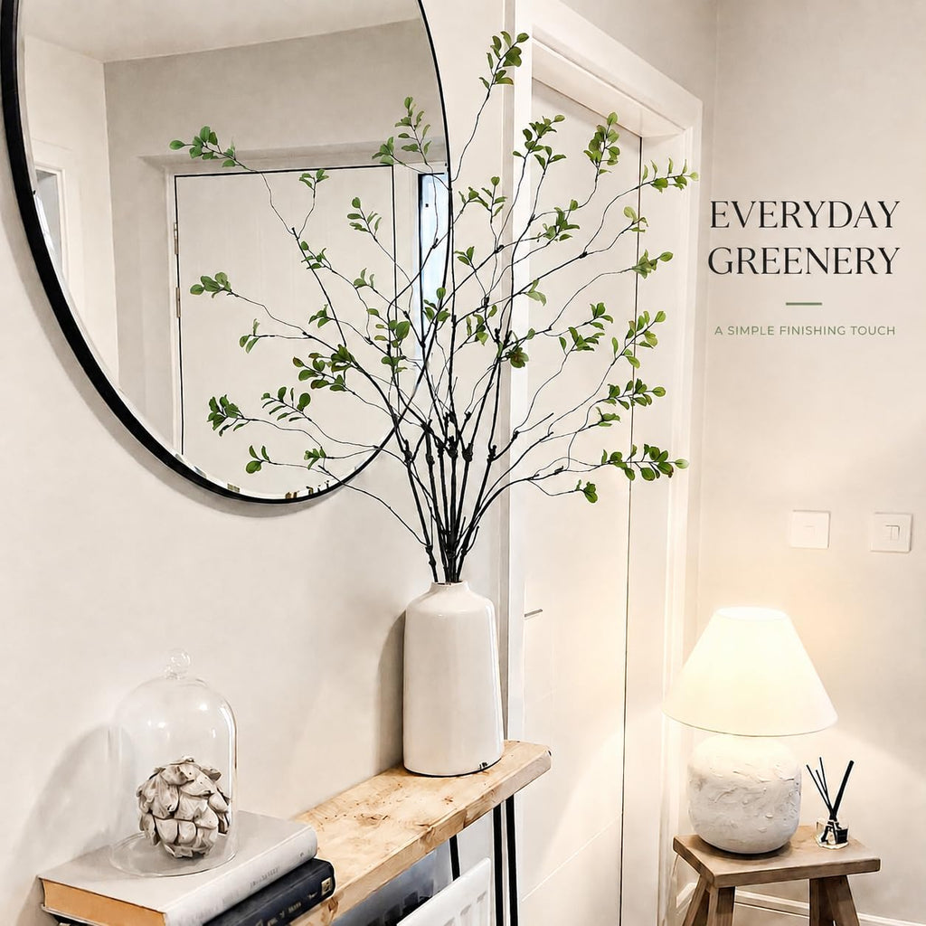 Krissing 8 Pcs Faux Greenery Stems, 37-Inch Ficus Branches for Vase