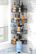 4-Tier Rustproof Corner Shower Caddy with Tension Pole