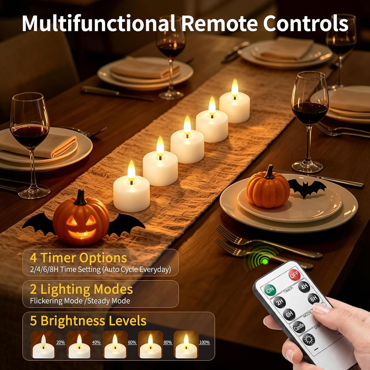 Rechargeable Flameless Candles with Remote Timer & Charging Base (12 Pack)
