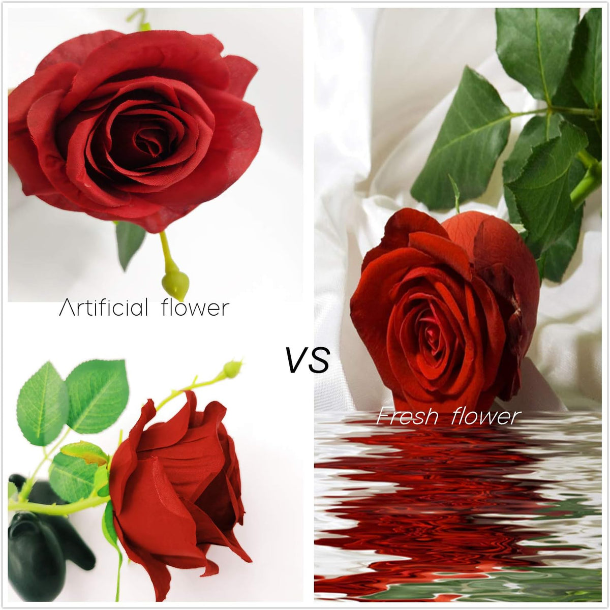AnotherGifts Artificial Silk Rose Flower Bouquet Home Decor Wedding Party, Pack of 10 Wine Red Roses Exclusive Style…