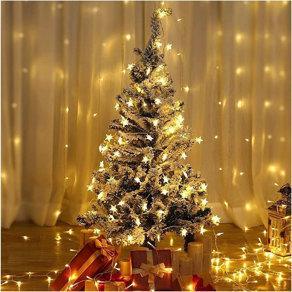 Yummuely Star String Lights 10Ft 20 LED Fairy Lights Battery Operated Waterproof Indoor Outdoor Twinkle Christmas Lights for Bedroom Party Wedding Xmas Tree Decoration (Warm White)